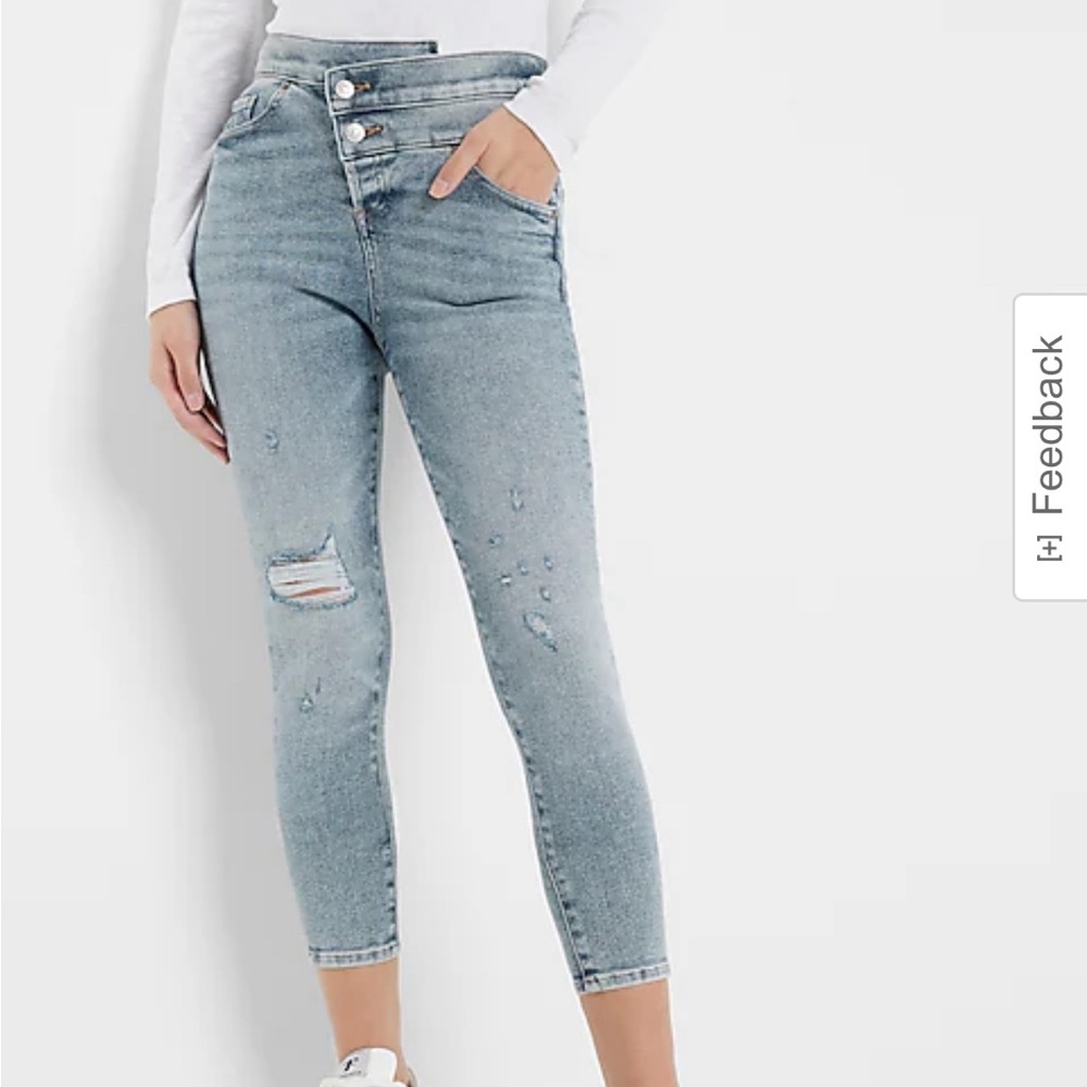 Express High Waisted Crossover Skinny jeans